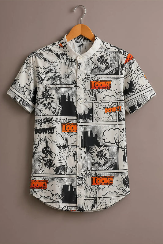 Teeshift Men's Premium Comic Pop Art Graphic Printed Half Sleeve Casual Cotton Shirt