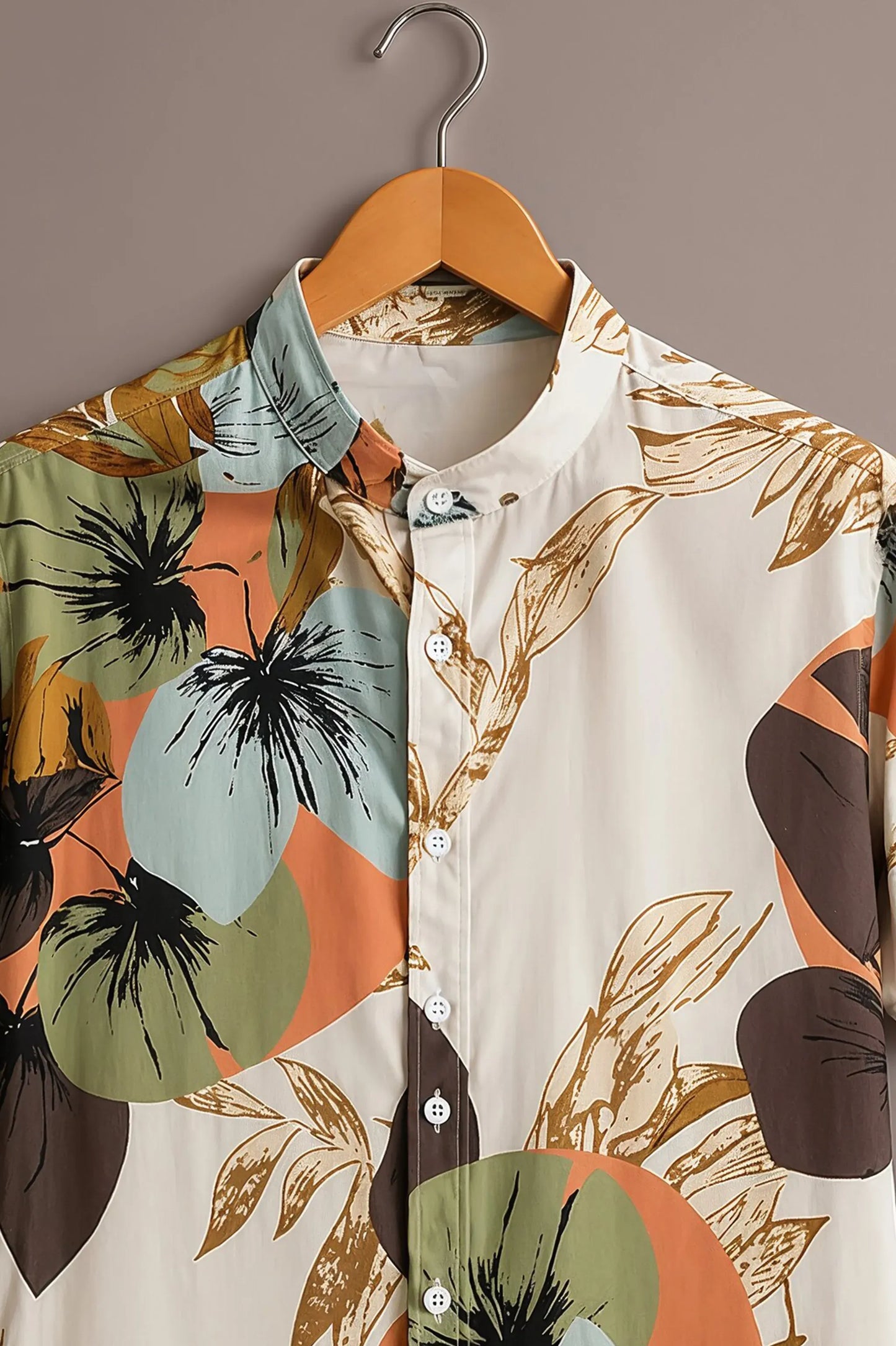 Teeshift Men's Premium Abstract Botanical Printed Half Sleeve Casual Cotton Shirt