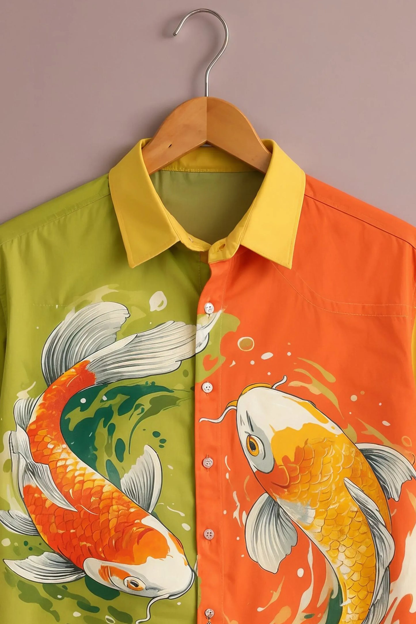Teeshift Men's Premium Koi Fish Graphic Printed Half Sleeve Casual Cotton Shirt
